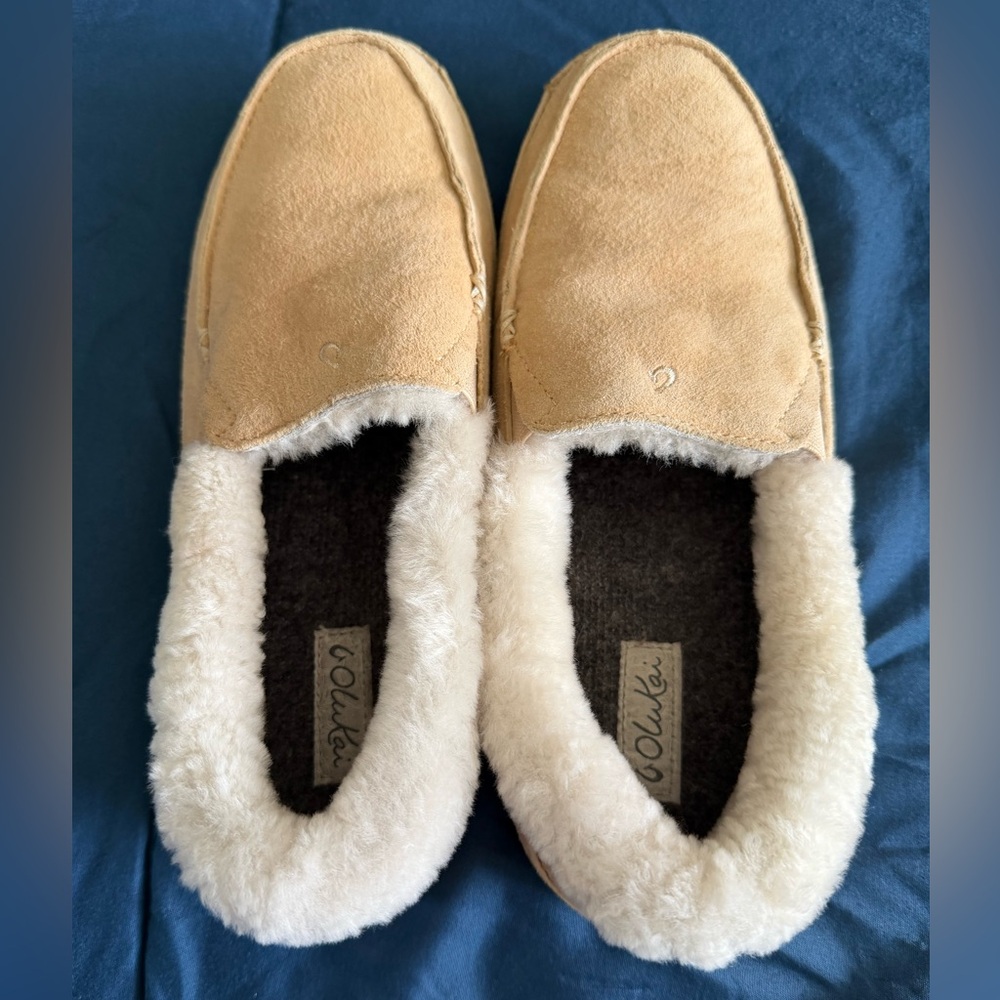 OluKai Ku’una Tan Suede Leather Slippers 7